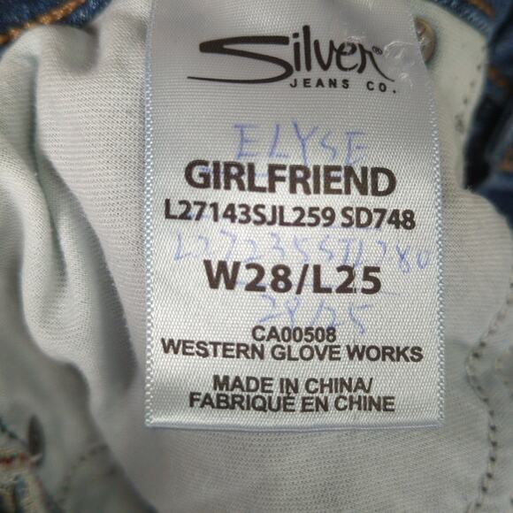 Silver Jeans Womens 28x25 Blue Sam Distressed Stretch Raw Hem - Picture 3 of 10